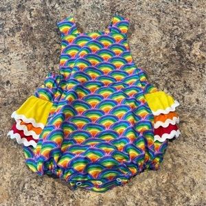 Ricrac and Ruffles rainbow bubble 0-3m